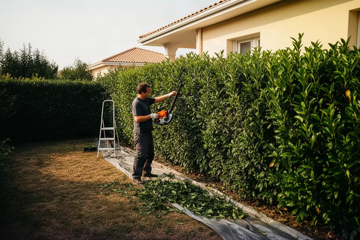 Taille d’une haie de jardin résidentiel à Fondettes